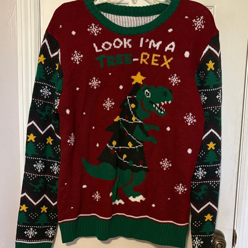 Look I'm a Tree-Rex Red & Green Christmas Sweater